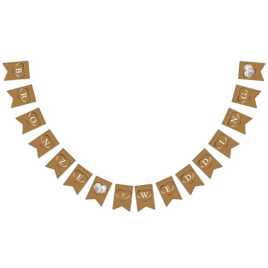 ブロンズ結婚の8周年記念写真カスタム写真 バンティングフラッグ (全)