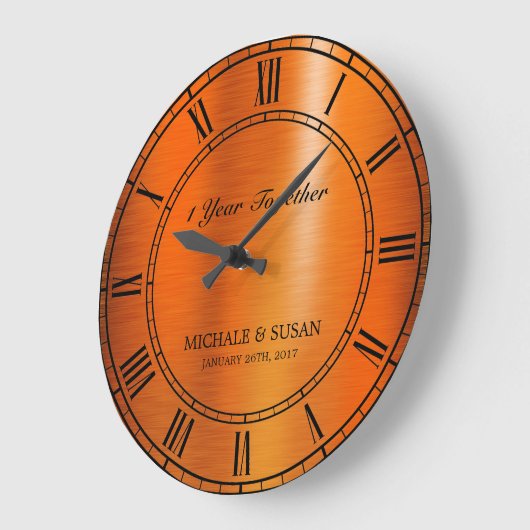 ブロンズ結婚ズの記念日(パーソナライズ) ラージ壁時計 (傾斜)