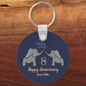 ブロンズ結婚8周年記念象カップル キーホルダー (正面)