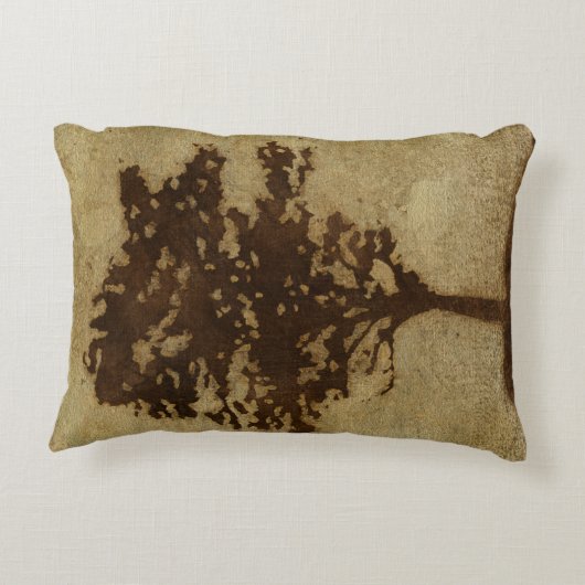 ブロンズ背景の木のシルエット アクセントクッション (裏面)