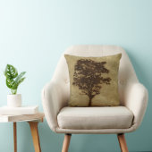 ブロンズ背景の木のシルエット クッション (椅子)