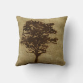 ブロンズ背景の木のシルエット クッション (裏面)