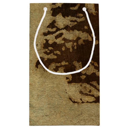 ブロンズ背景の木のシルエット スモールペーパーバッグ (裏面)