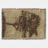 ブロンズ背景の木のシルエット スローブランケット (正面)