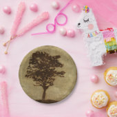 ブロンズ背景の木のシルエット ペーパープレート (パーティー)