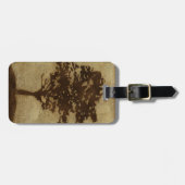 ブロンズ背景の木のシルエット ラゲッジタグ (正面横)