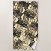 ブロンズ色の丸みを帯びた形状、光沢のある光金ゴールド ビーチタオル (正面)