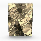 ブロンズ色の丸みを帯びた形状、光沢のある光金ゴールド フォトブロック (正面)