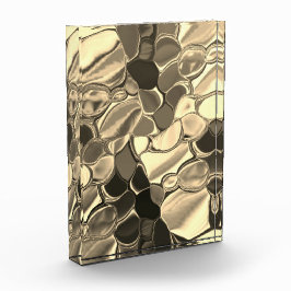 ブロンズ色の丸みを帯びた形状、光沢のある光金ゴールド フォトブロック