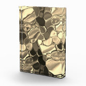 ブロンズ色の丸みを帯びた形状、光沢のある光金ゴールド フォトブロック (右)