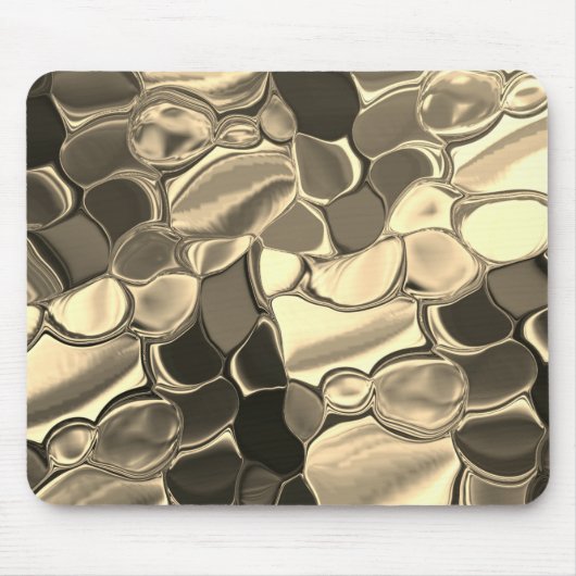 ブロンズ色の丸みを帯びた形状、光沢のある光金ゴールド マウスパッド (正面)