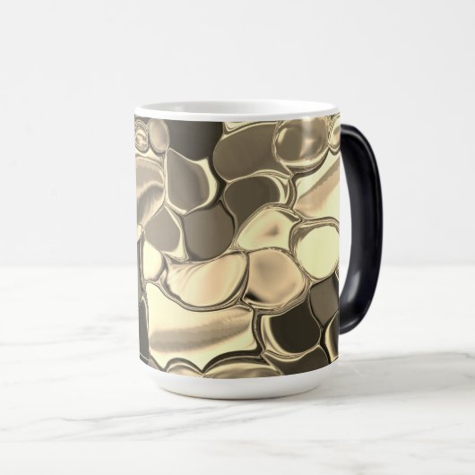 ブロンズ色またはベージュ、光沢のある丸い形状 モーフィングマグカップ (正面右)