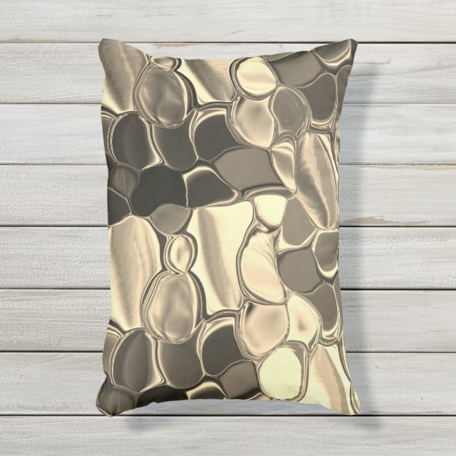 ブロンズ色、澄ん金ゴールド、光沢の丸い形状 アウトドアクッション (正面(縦))