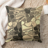 ブロンズ色、澄ん金ゴールド、光沢の丸い形状 クッション (ブランケット)