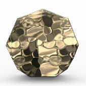 ブロンズ色、澄ん金ゴールド、光沢の丸い形状 フォトブロック (正面)