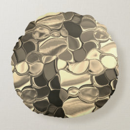 ブロンズ色、澄ん金ゴールド、光沢の丸い形状 ラウンドクッション