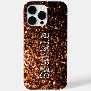 ブロンズ茶色の銅フェイクグリッターの輝き文字 Case-Mate iPhone 14 PRO MAXケース