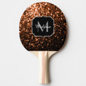 ブロンズ茶色の銅フェイクグリッターはモノグラムを輝かす 卓球ラケット (正面)