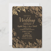 ブロンズ葉金ゴールドブラウンシック素朴ズ 招待状 (正面)