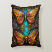 ブロンズ蝶オンアクアブルー アクセントクッション (正面(垂直))