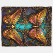 ブロンズ蝶オンアクアブルー フリースブランケット (正面(横))