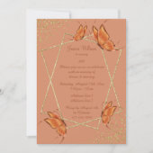 ブロンズ蝶、グリッター&紙吹雪誕生日 招待状 (正面)