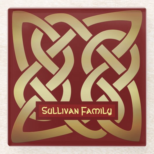 ブロンズ調ケルト結び目模様 ガラスコースター (正面)
