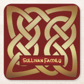 ブロンズ調ケルト結び目模様 スクエアペーパーコースター (正面)