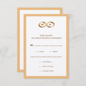 ブロンズ金ゴールドインフィニティハンドクラスプウェディングRSVPカード 出欠カード (正面/裏面)