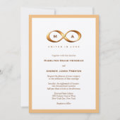 ブロンズ金ゴールドインフィニティハンドクラスプ結婚式招待状 招待状 (正面)