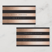 ブロンズ金ゴールドストライプ美容師アポイントメントカード 予約カード (正面/裏面)