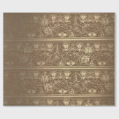 ブロンズ金ゴールドパピルスアンティークエジプトフローラロータス ラッピングペーパー (フラット)