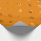 ブロンズ金ゴールドフェイク金属箔水玉模様オレンジ ラッピングペーパー (角)
