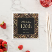 ブロンズ金ゴールドブラックチータヒョウ100位誕生日 スタンダードカクテルナプキン (インサイチュ)