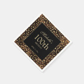 ブロンズ金ゴールドブラックチータヒョウ100位誕生日 スタンダードカクテルナプキン (角)