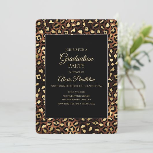 ブロンズ金ゴールドブラックヒョウ生計卒業パーティー 招待状 (スタンド正面)