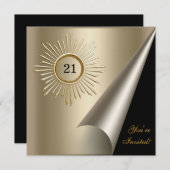 ブロンズ金ゴールドブラック21歳イベント 招待状 (正面/裏面)