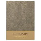 ブロンズ金ゴールドレザーブラウン名前をカスタムする エレガント クリップボード (裏面)