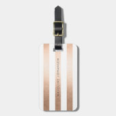 ブロンズ金ゴールド白ストライプ色レディース ラゲッジタグ (正面縦)