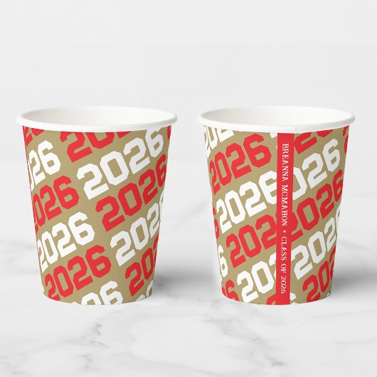 ブロンズ金ゴールド赤学年卒業 紙コップ