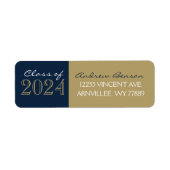 ブロンズ金ゴールド&ネイビー卒業差出人住所ラベル ラベル (正面)