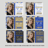 ブロンズ金ゴールド&ブルー卒業フォト招待状 招待状