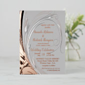 ブロンズ銀抽象芸術箔デコール 箔招待状 (立ち正面)