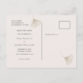 ブロンズ銀杏離れのピンクベージュSave the Date 案内ポストカード (裏面)