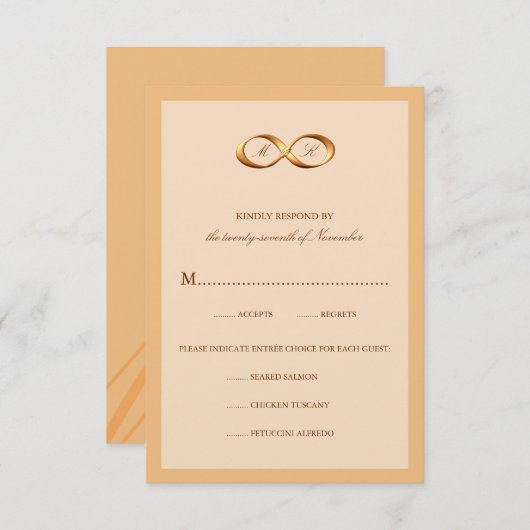 ブロンズ銅インフィニティハンドクラスプウェディングレsvp 出欠カード (正面/裏面)
