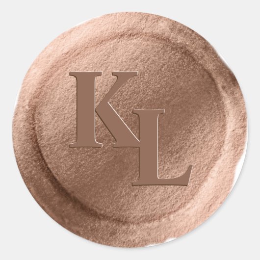 ブロンズ銅ワックスシールイニシャル封筒シール ラウンドシール (正面)