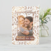 ブロンズ銅箔モダンエンゲージメントシャワーフォト 招待状 (スタンド正面)