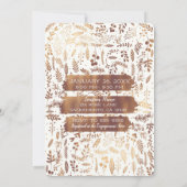 ブロンズ銅箔モダンエンゲージメントシャワーフォト 招待状 (裏面)