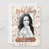 ブロンズ銅金箔モダンブライダルシャワー写真 招待状 (正面)
