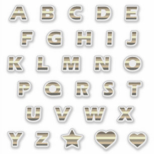 ブロンズ黄ベージュストライプ文字モノグラム シール